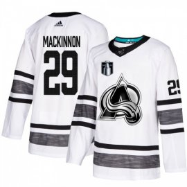 Adidas Colorado Avalanche #29 Nathan MacKinnon White Authentic 2022 Stanley Cup Final Patch All-Star Stitched NHL Jersey Mens