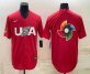Mens USA Baseball 2023 Red World Big Logo With Patch Classic Stitched Jersey
