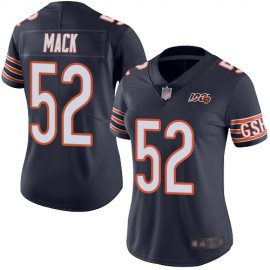 Nike Chicago Bears #52 Khalil Mack Navy Blue Team Color Womens Stitched NFL 100th Season Vapor Limited Jersey