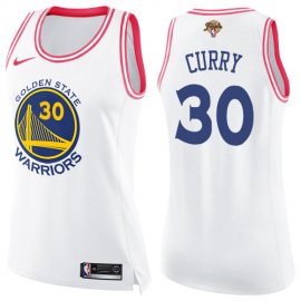 Nike Golden State Warriors #30 Stephen Curry White/Pink Womens 2022 NBA Finals Swingman Fashion Jersey Womens