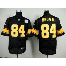 Nike Pittsburgh Steelers #84 Antonio Brown Black(Gold No.) Mens Stitched NFL Elite Jersey