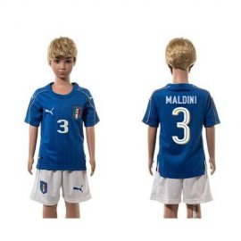 Italy #3 Maldini Blue Home Kid Soccer Country Jersey