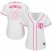 Minnesota Twins #33 Justin Morneau White/Pink Fashion Womens Stitched MLB Jersey