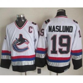 Vancouver Canucks #19 Markus Naslund White/Black CCM Throwback Stitched NHL Jersey