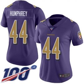 Nike Baltimore Ravens #44 Marlon Humphrey Purple Womens Stitched NFL Limited Rush 100th Season Jersey