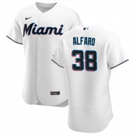 Miami Marlins #38 Jorge Alfaro Mens Nike White Home 2020 Authentic Player MLB Jersey