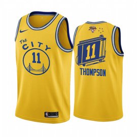 Nike Golden State Warriors #11 Klay Thompson Gold Womens 2022 NBA Finals Swingman Hardwood The City Classic Edition Jersey Womens