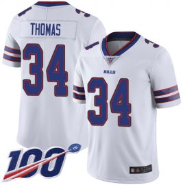 Nike Buffalo Bills #34 Thurman Thomas White Mens Stitched NFL 100th Season Vapor Limited Jersey