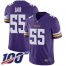 Nike Minnesota Vikings #55 Anthony Barr Purple Team Color Mens Stitched NFL 100th Season Vapor Limited Jersey