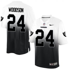 Nike Las Vegas Raiders #24 Charles Woodson White/Black Mens Stitched NFL Elite Fadeaway Fashion Jersey
