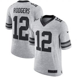 Nike Green Bay Packers #12 Aaron Rodgers Gray Mens Stitched NFL Limited Gridiron Gray II Jersey
