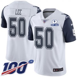 Nike Dallas Cowboys #50 Sean Lee White Mens Stitched With Established In 1960 Patch NFL Limited Rush 100th Season Jersey