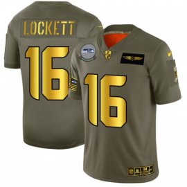 Seattle Seahawks #16 Tyler Lockett NFL Mens Nike Olive Gold 2019 Salute to Service Limited Jersey