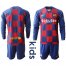 Barcelona Blank Home Long Sleeves Kid Soccer Club Jersey