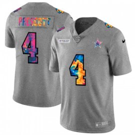 Dallas Cowboys #4 Dak Prescott Mens Nike Multi-Color 2020 NFL Crucial Catch NFL Jersey Greyheather