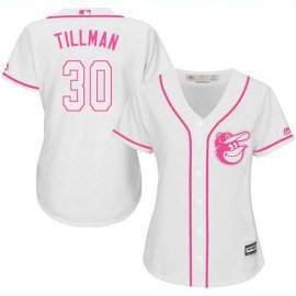 Baltimore Orioles #30 Chris Tillman White/Pink Fashion Womens Stitched MLB Jersey