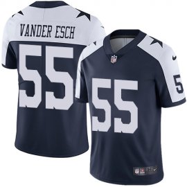 Nike Dallas Cowboys #55 Leighton Vander Esch Navy Blue Thanksgiving Mens Stitched NFL Vapor Untouchable Limited Throwback Jersey