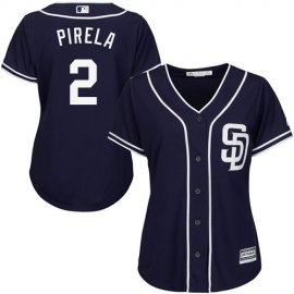 San Diego Padres #2 Jose Pirela Navy Blue Alternate Womens Stitched MLB Jersey
