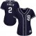 San Diego Padres #2 Jose Pirela Navy Blue Alternate Womens Stitched MLB Jersey