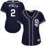San Diego Padres #2 Jose Pirela Navy Blue Alternate Womens Stitched MLB Jersey