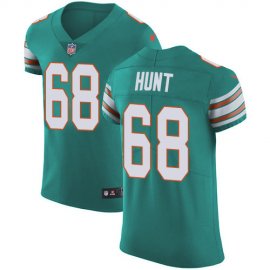 Nike Miami Dolphins #68 Robert Hunt Aqua Green Alternate Mens Stitched NFL New Elite Jersey