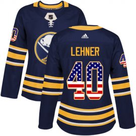 Adidas Buffalo Sabres #40 Robin Lehner Navy Blue Home Authentic USA Flag Womens Stitched NHL Jersey