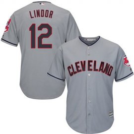 Cleveland Indians #12 Francisco Lindor Grey Road Stitched Youth MLB Jersey