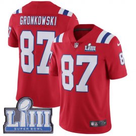 Nike New England Patriots #87 Rob Gronkowski Red Alternate Super Bowl LIII Bound Youth Stitched NFL Vapor Untouchable Limited Jersey