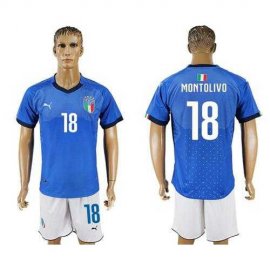 Italy #18 Montolivo Blue Home Soccer Country Jersey