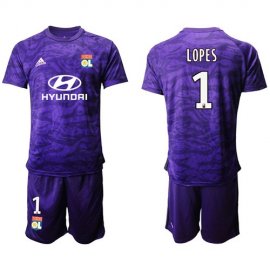 Lyon #1 Lopes Purple Goalkeeper Soccer Club Jersey
