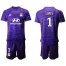 Lyon #1 Lopes Purple Goalkeeper Soccer Club Jersey