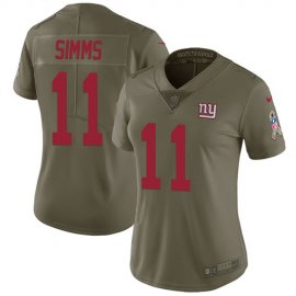 Nike New York Giants #11 Phil Simms Olive Womens Stitched NFL Limited 2017 Salute to Service Jersey