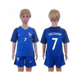 France #7 Griezmann Home Kid Soccer Country Jersey