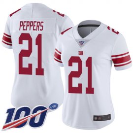 Nike New York Giants #21 Jabrill Peppers White Womens Stitched NFL 100th Season Vapor Limited Jersey