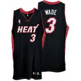 Dwyane Wade 3 Black Authentic Miami Heat Jersey Cheap
