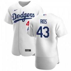 Los Angeles Dodgers #43 Edwin Rios Mens Nike White Home 2020 Authentic Player MLB Jersey