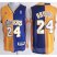 Los Angeles Lakers 24 Kobe Bryant Yellow Purple Split Swingman NBA Jerseys Cheap
