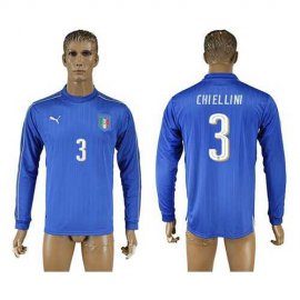 Italy #3 Chiellini Blue Home Long Sleeves Soccer Country Jersey