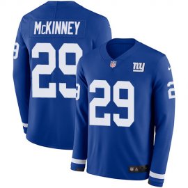 Nike New York Giants #29 Xavier McKinney Royal Blue Team Color Mens Stitched NFL Limited Therma Long Sleeve Jersey