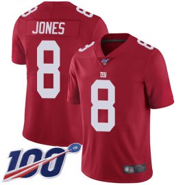 Nike New York Giants #8 Daniel Jones Red Alternate Mens Stitched NFL 100th Season Vapor Limited Jersey
