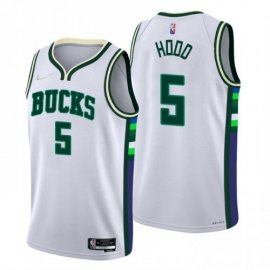 Milwaukee Milwaukee Bucks #5 Rodney Hood Mens Nike White 2021/22 Swingman NBA Jersey – City Edition Mens