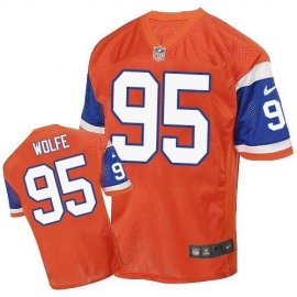 Nike Denver Broncos #95 Derek Wolfe Orange Throwback Mens Stitched NFL Elite Jersey