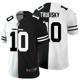 Chicago Chicago Bears #10 Mitchell Trubisky Mens Black V White Peace Split Nike Vapor Untouchable Limited NFL Jersey
