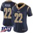 Nike Los Angeles Rams #22 Marcus Peters Navy Blue Team Color Womens Stitched NFL 100th Season Vapor Limited Jersey