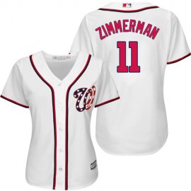 Washington Nationals #11 Ryan Zimmerman White Home Womens Stitched MLB Jersey