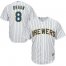 Milwaukee Brewers #8 Ryan Braun White(blue stripe) Cool Base Stitched Youth MLB Jersey