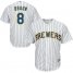 Milwaukee Brewers #8 Ryan Braun White(blue stripe) Cool Base Stitched Youth MLB Jersey