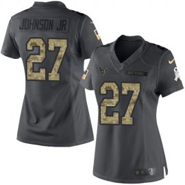 Nike Houston Texans #27 Duke Johnson Jr Black Womens Stitched NFL Limited 2016 Salute to Service Jersey