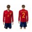 Spain #2 Azpilicueta Red Home Long Sleeves Soccer Country Jersey