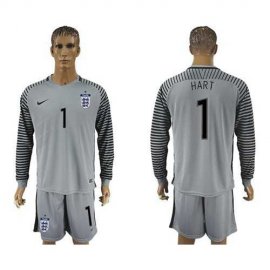 England #1 Hart Grey Goalkeeper Long Sleeves Soccer Country Jersey